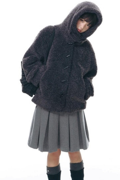Cozy Hooded Lamb Wool Jacket