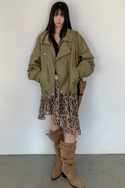 Leopard Asymmetrical Retro Skirt
