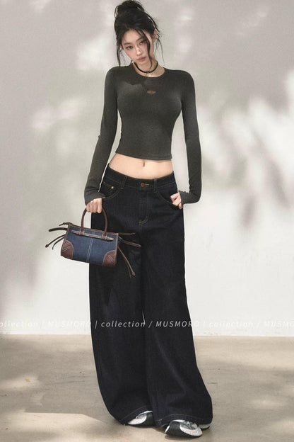 Vintage Asymmetric Denim Pants