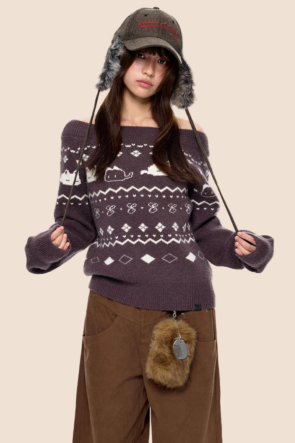 Fair Island Print Knit Sweater