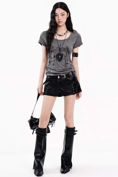 Dunkelgraues Buchstaben-Oberteil