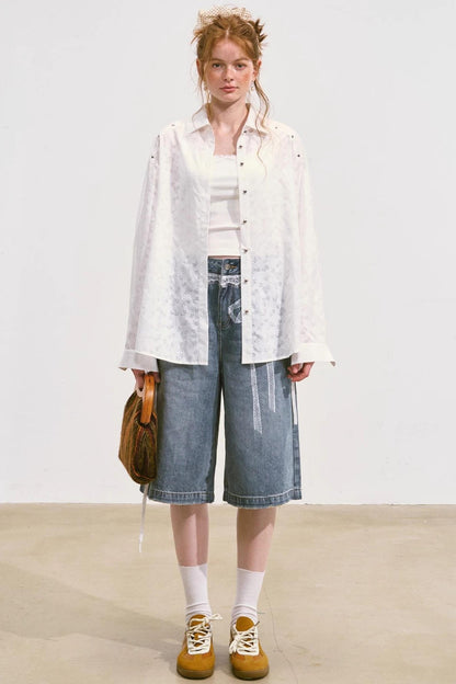 Summer Wide-Leg Denim Pants