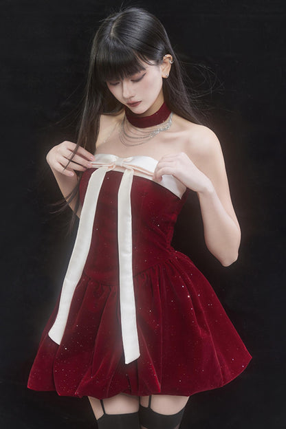 Festive Red Sweet Style Dress