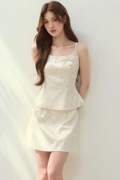 Satin Floral Camisole Skirt Set-Up