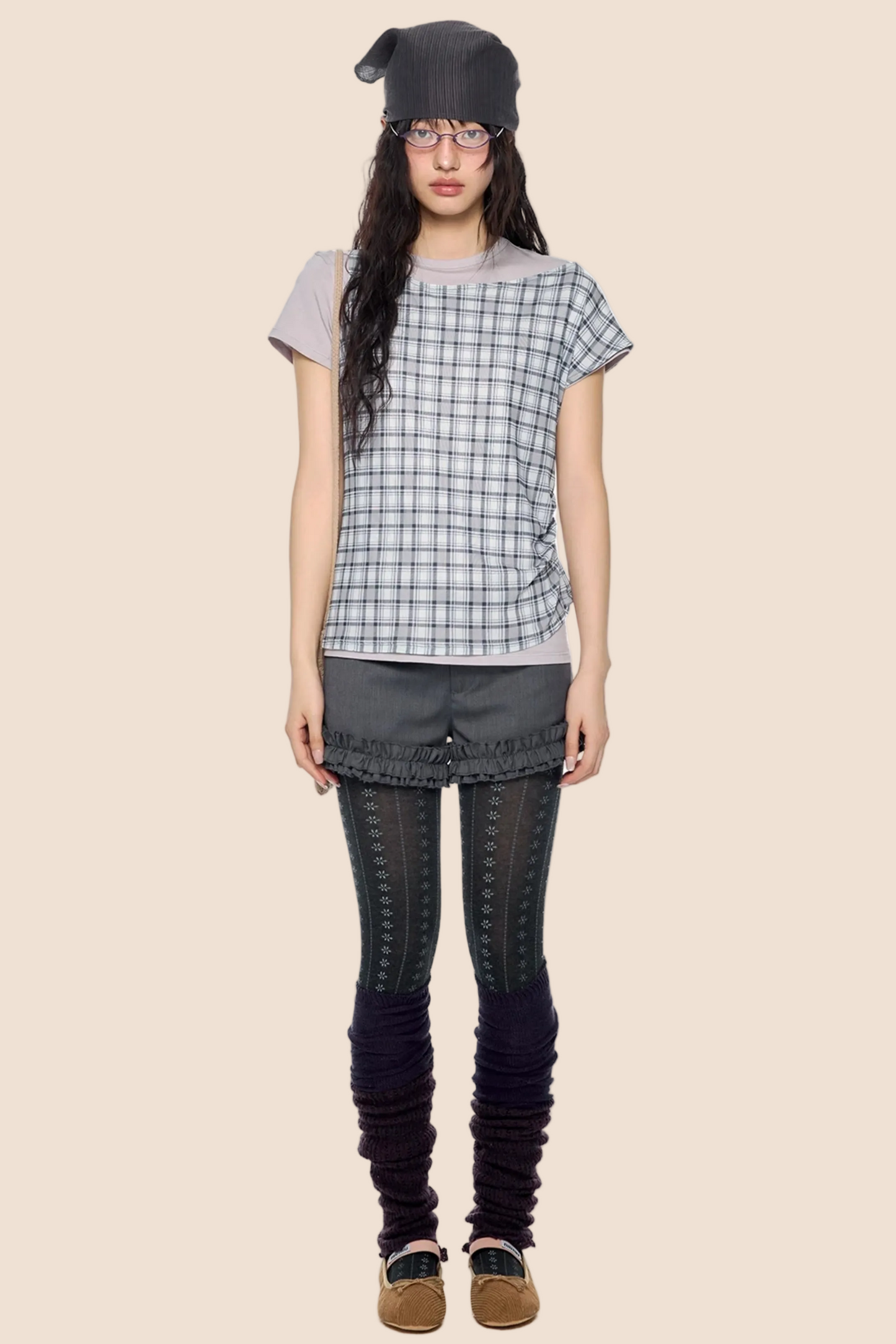Plaid Layered Retro Top Set