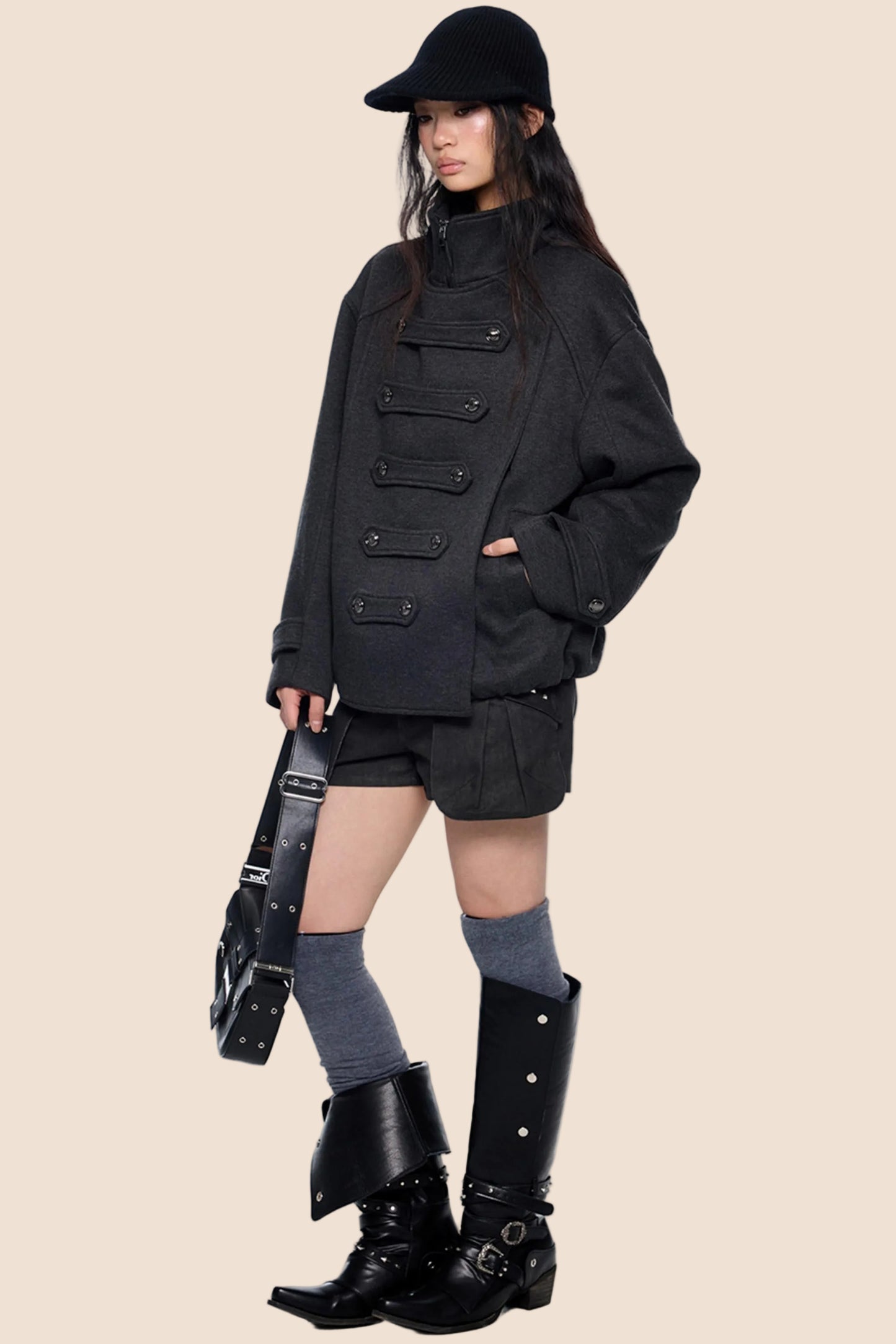 Silhouette Pleated Wool Coat