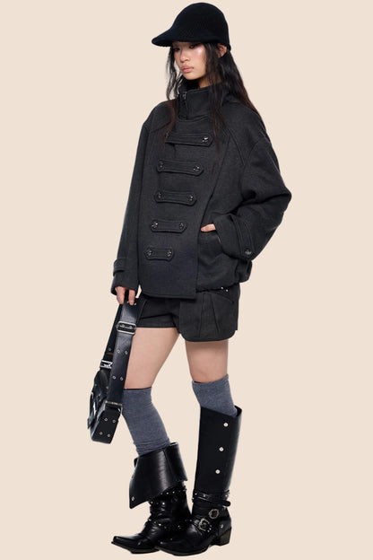 Silhouette Pleated Wool Coat