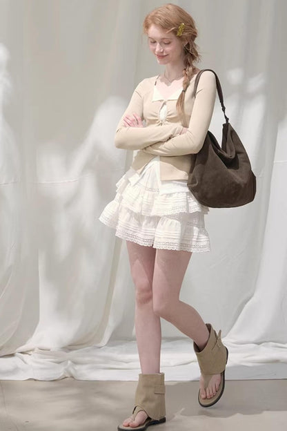 Seashell Lace Layered Top