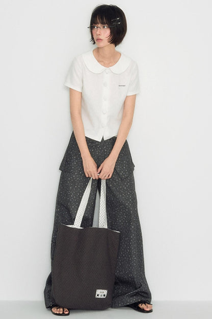 Vintage Polka Dot Canvas Shoulder Bag