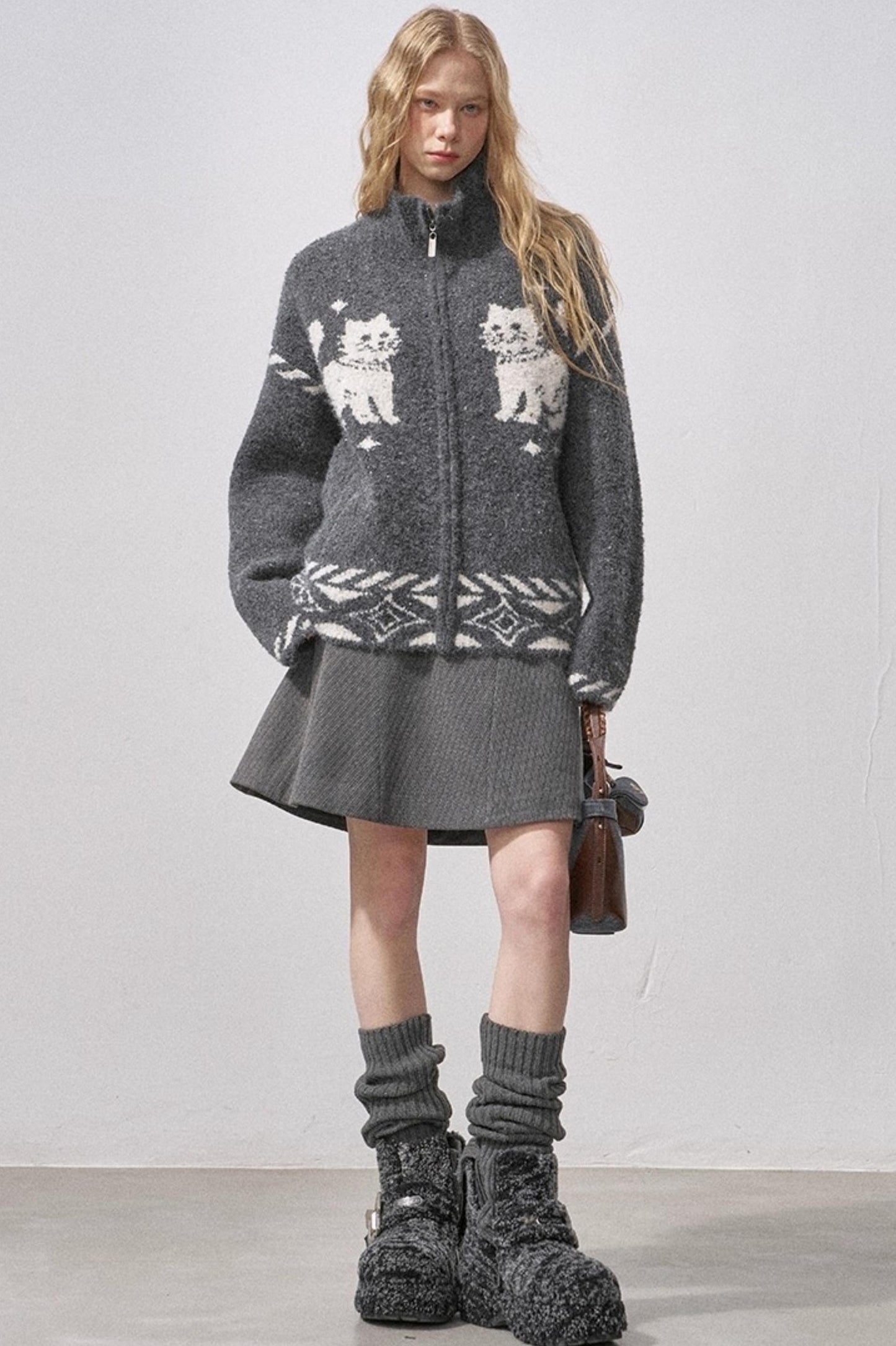 Plaid Wool A-Line Skirt