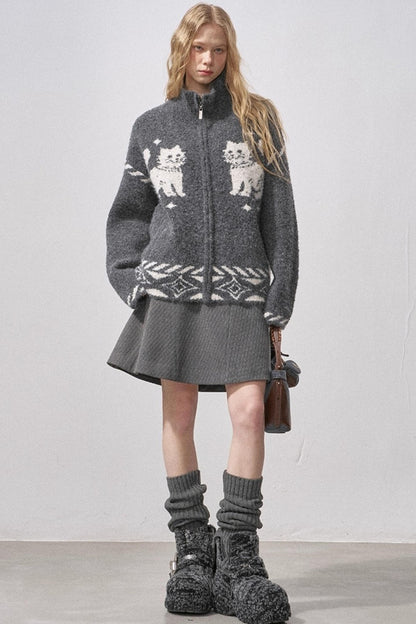 Plaid Wool A-Line Skirt