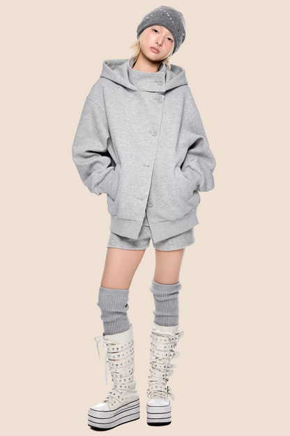 Retro Kapuzen-Sweatshirtjacke