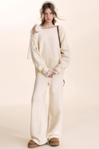 Romantic Lace Wool Sweater Set-Up