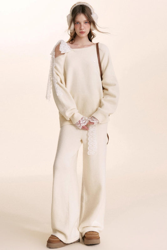 Romantic Lace Wool Sweater Set-Up