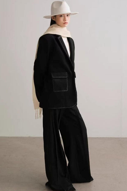 Shadow Pleats Wide-Leg Pants