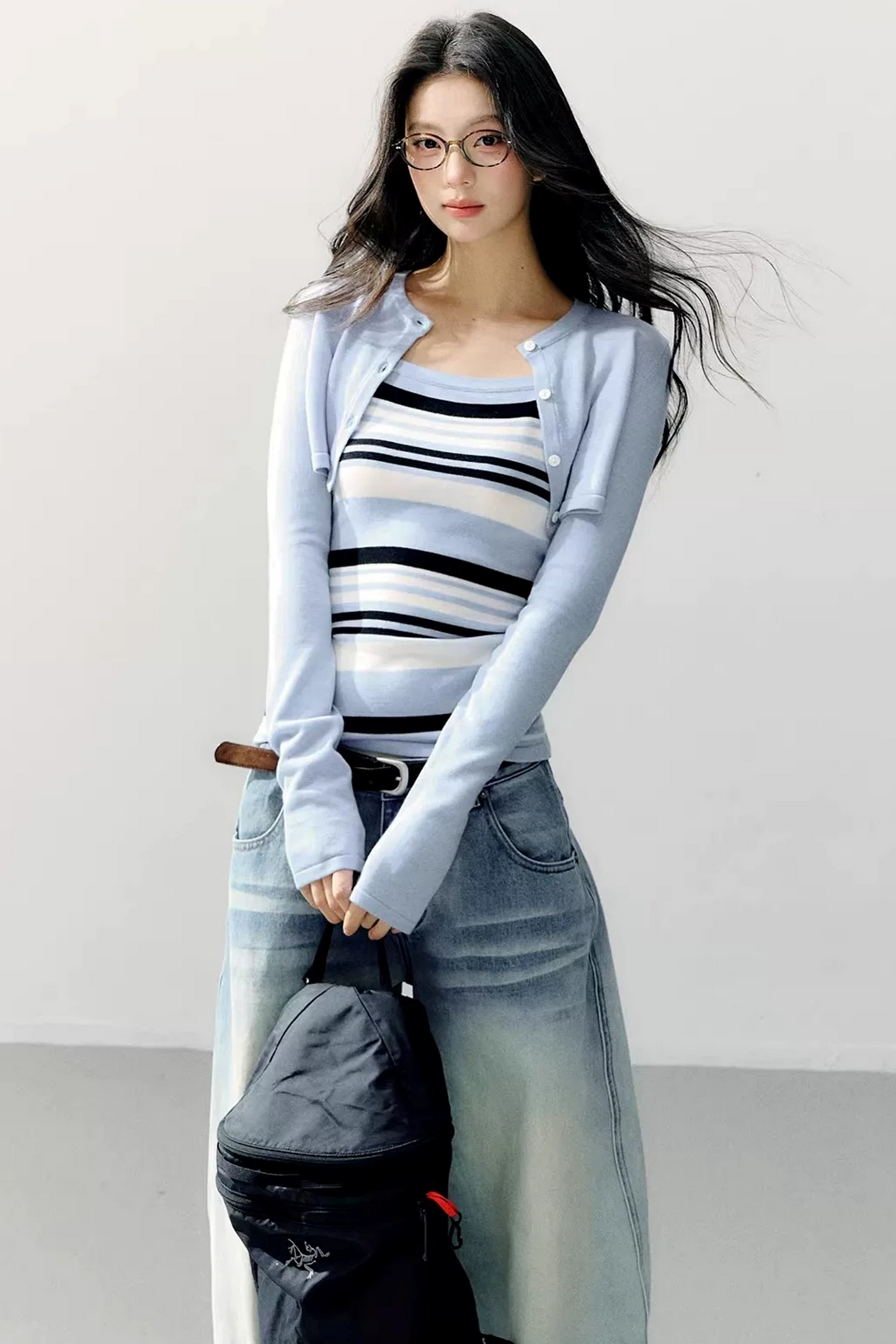 Conjunto de blusa de tirantes a rayas