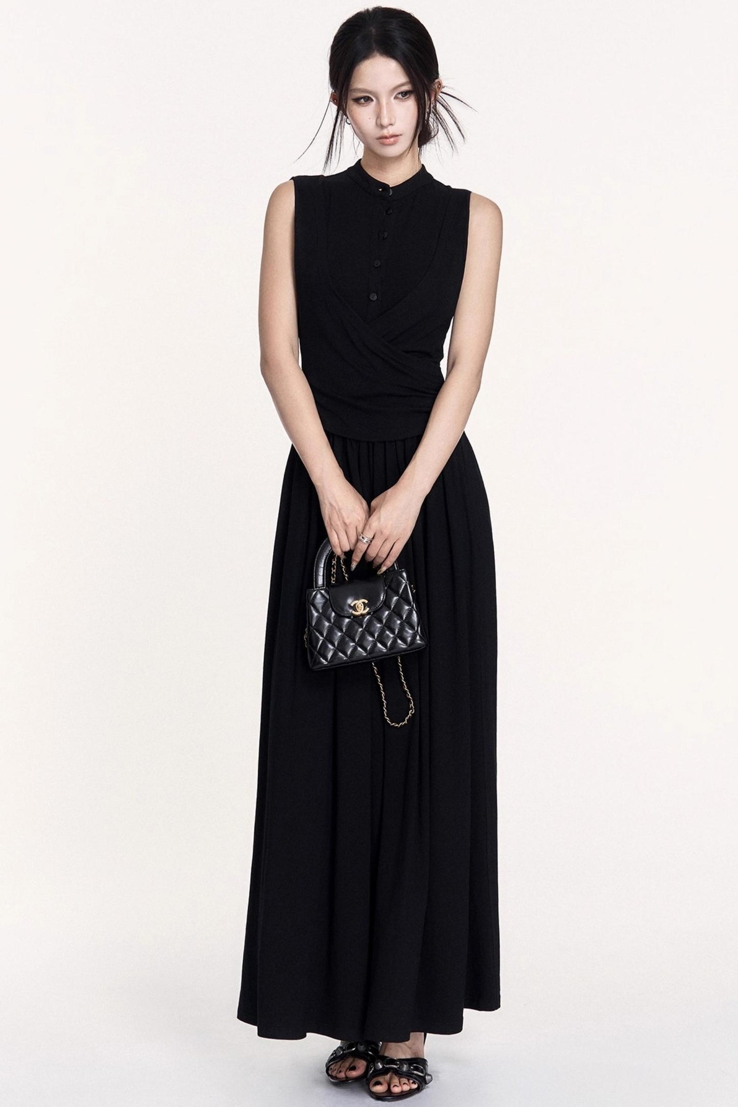 Light Silhouette Stretch Knit Vest Dress