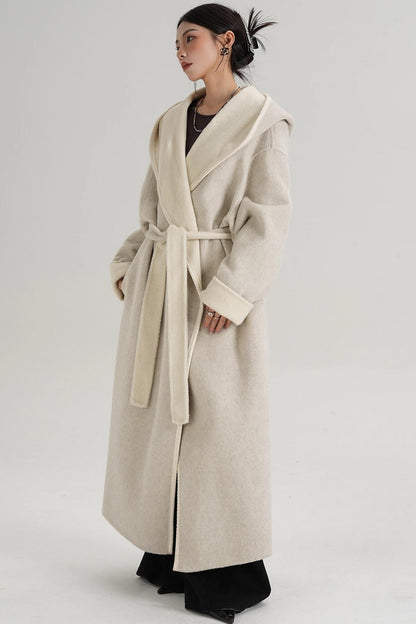 Temperament Hooded Wool Reversible Coat