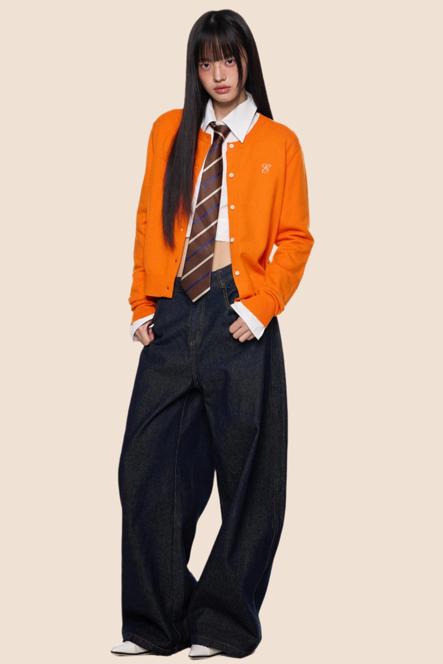 Embroidered Cropped Knit Sweater Cardigan