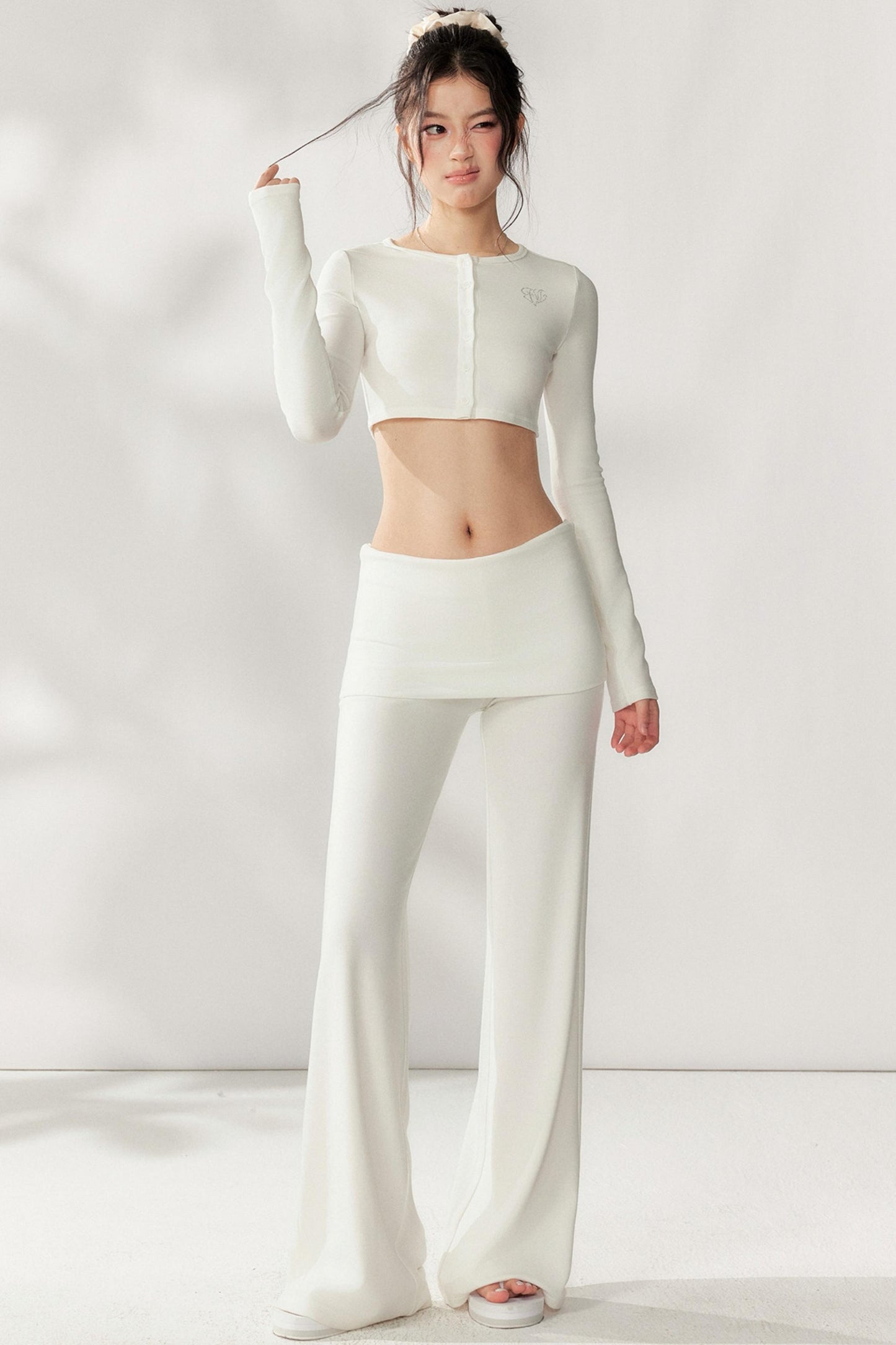 Creme Spitzen-Loungewear-Set