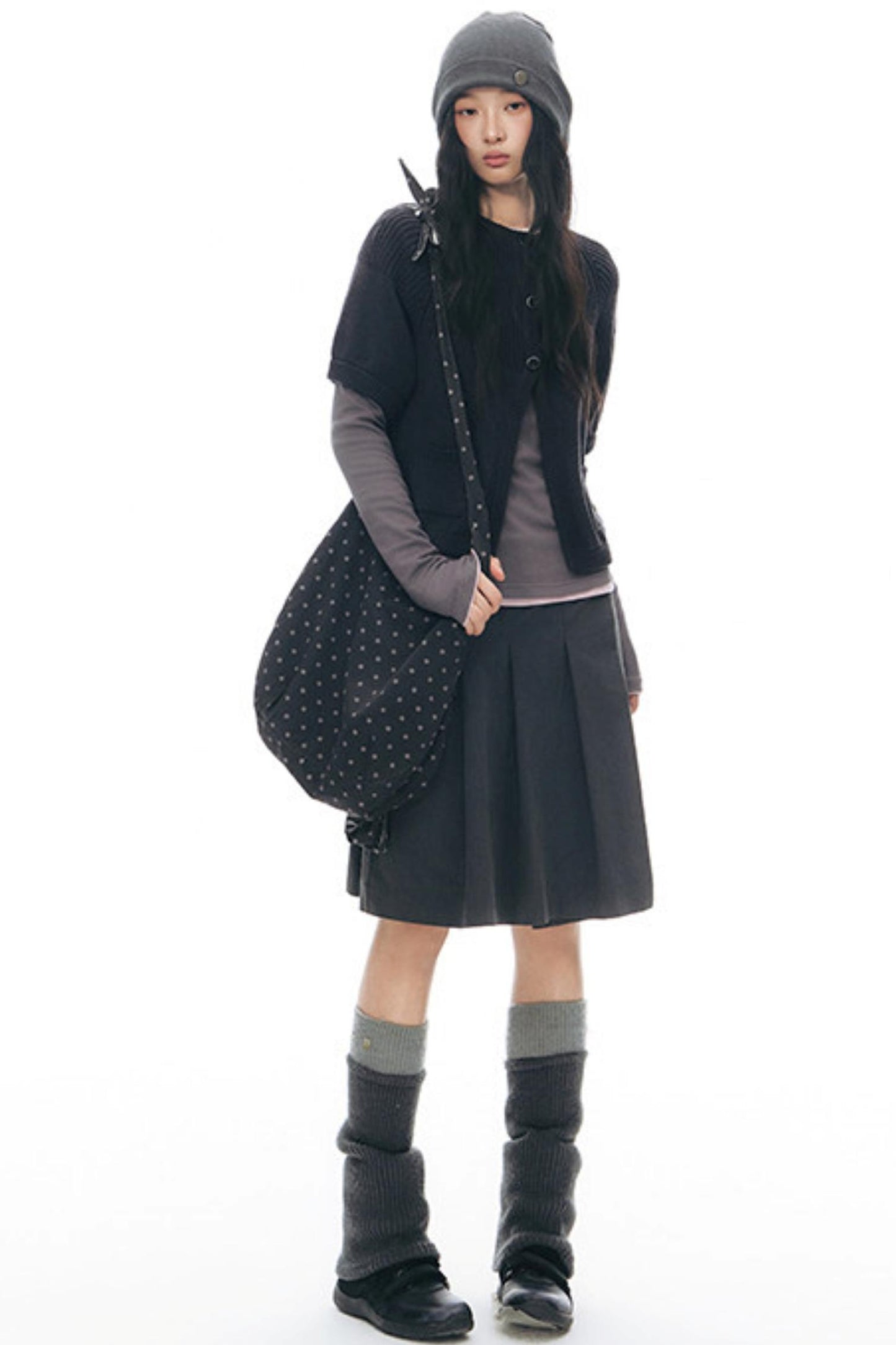 Vintage-Strickjacke mit mittellangen Ärmeln