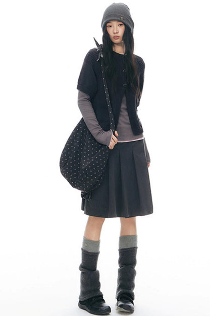 Vintage-Strickjacke mit mittellangen Ärmeln