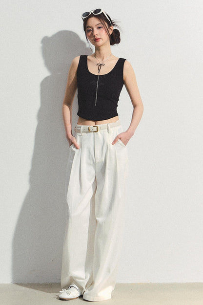White Tencel Wide-Leg Trousers