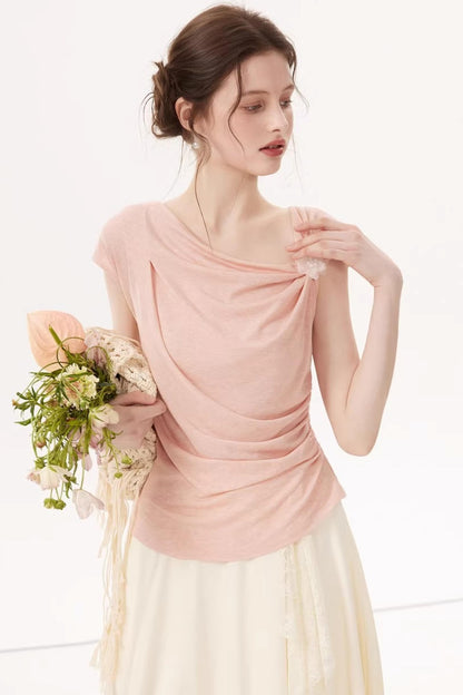 High-Elasticity Draped Knit Top