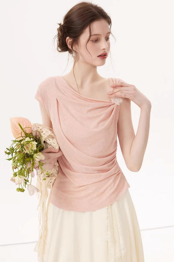 High-Elasticity Draped Knit Top