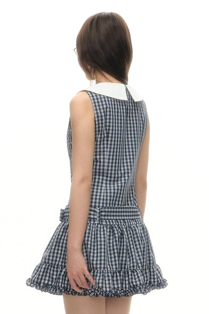 Elegant Plaid Lace Dress