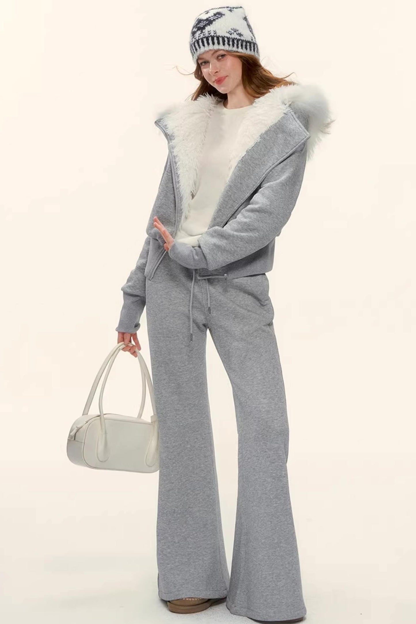 Retro Fleece-Lined Hooded Jacket Set-Up