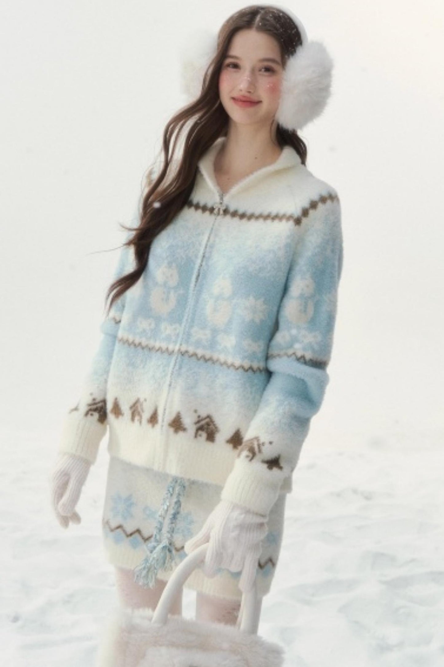 Fair Isle Mink Sweater Skirt Set-Up