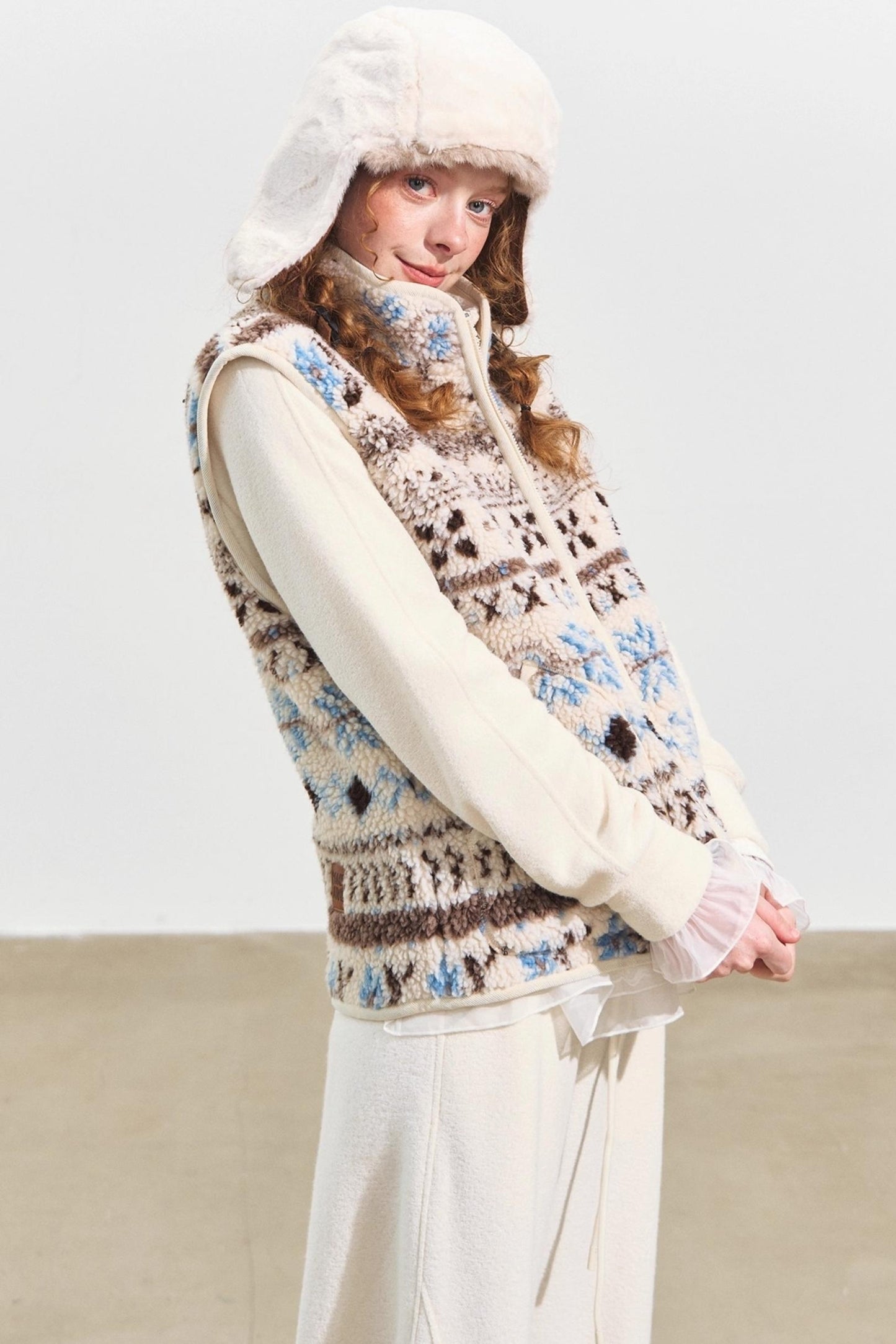 Fair Isle Jacquard Fleece Vest