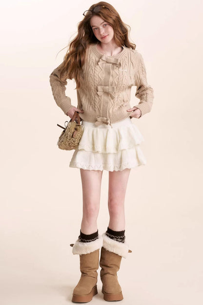 Winter Bow Knit Cardigan