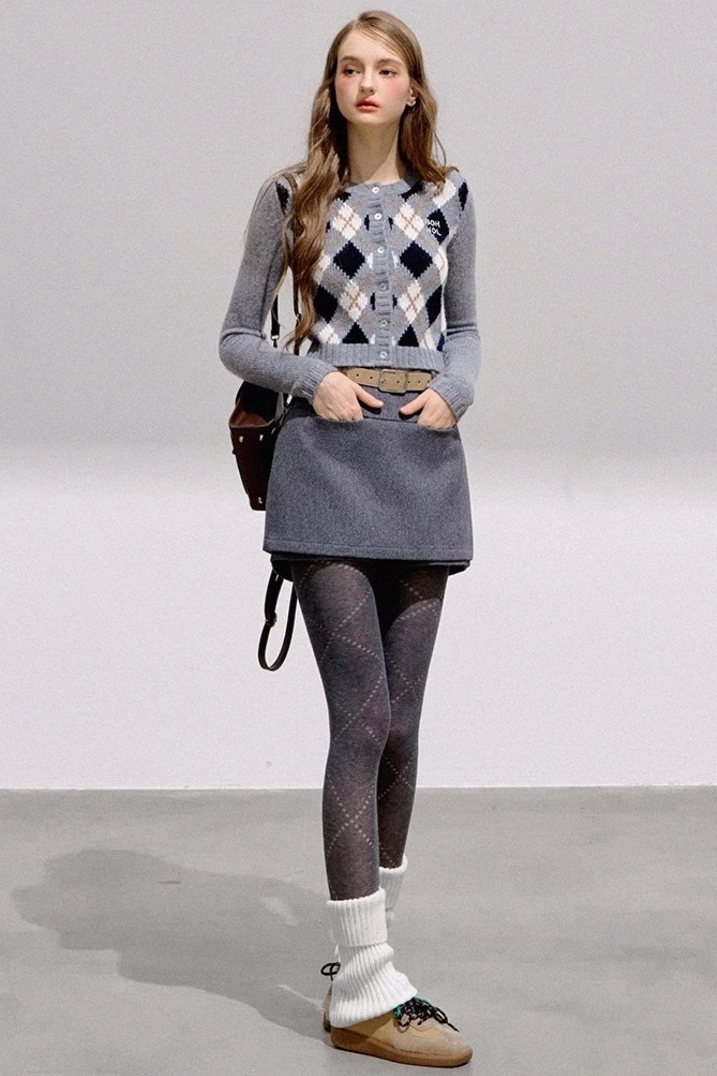 Collegiate Style Diamond Plaid Sweater