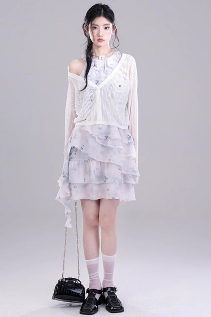 Fluid Floral Cascade Dress