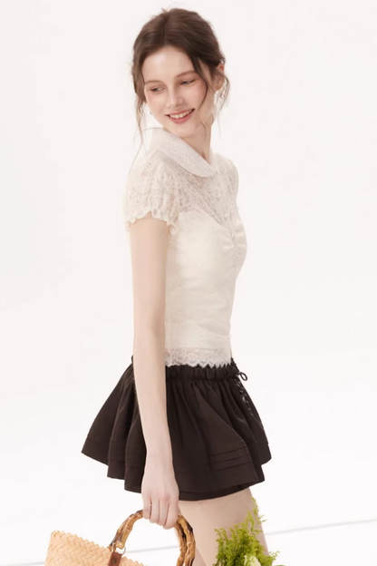 Lace Embroidery Doll Collar Top