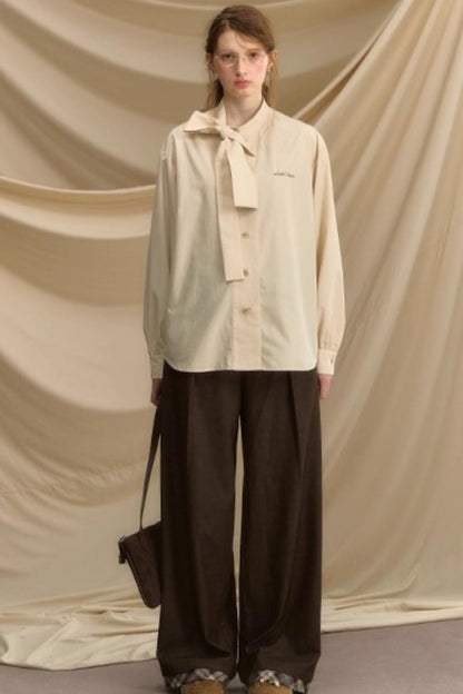 Vintage Bow Strap Striped Shirt