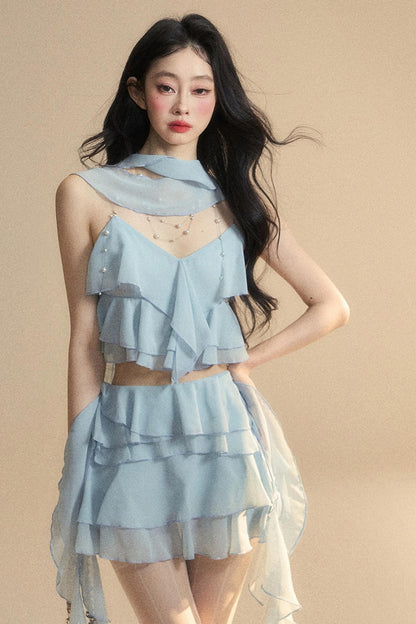 Luxury Halter With Skirt Set-Up