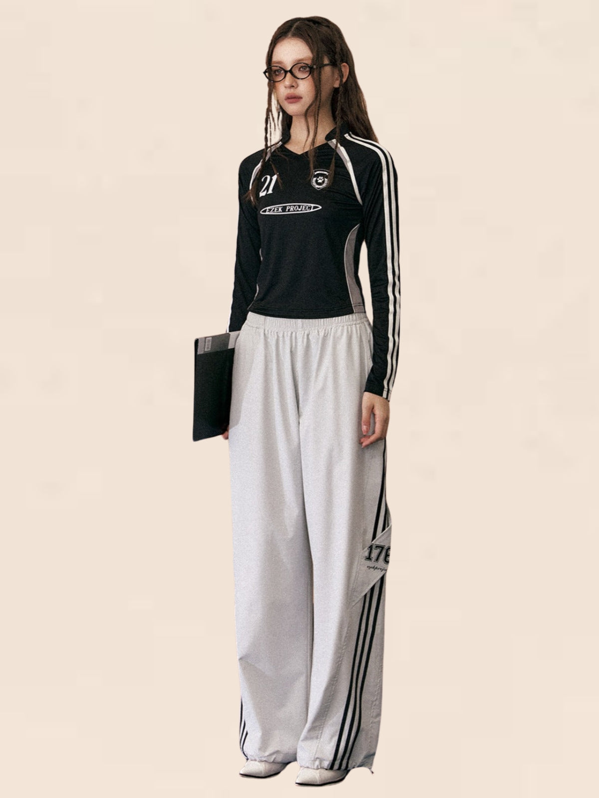 EZEK Drei-Balken-Leggings Cargohose Damen Sommer neue dünne schnell trocknende Jogginghose lose gerade Bein Freizeithose