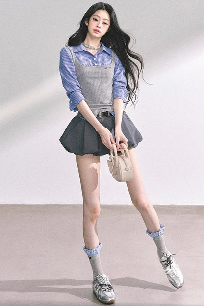 Blue Gray Plaid Shirt