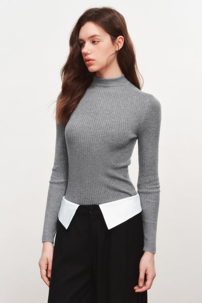 High Neck Knitted Sweater Top
