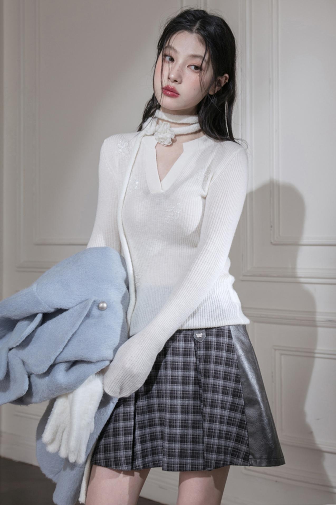 Wool Sequin Embroidered Top