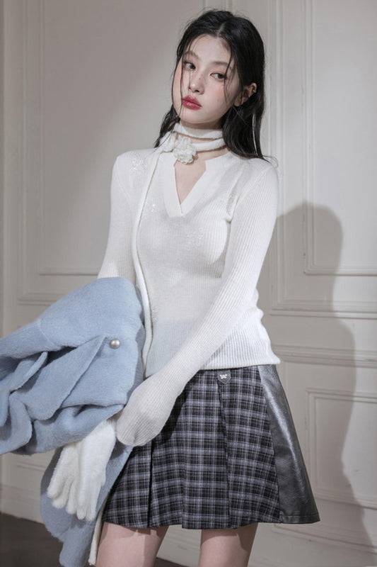 Wool Sequin Embroidered Top