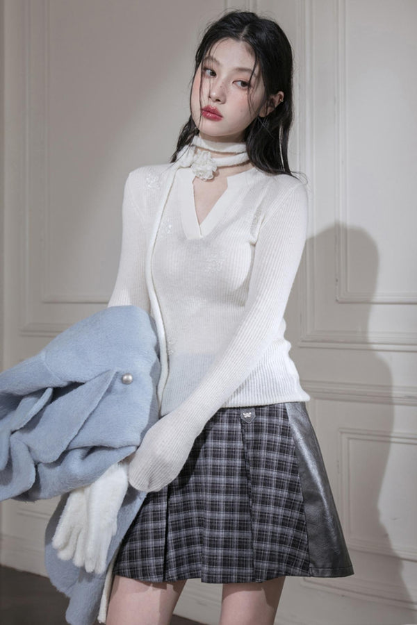 Wool Sequin Embroidered Top