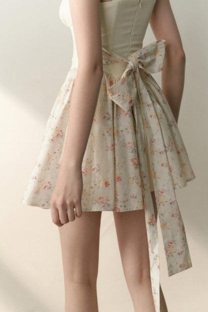 Floral Patchwork Bowtie Camisole Dress