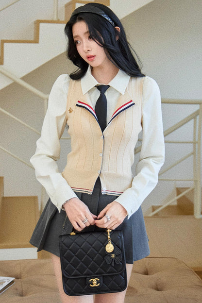 Finnish College Knitted Cardigan Set-Up