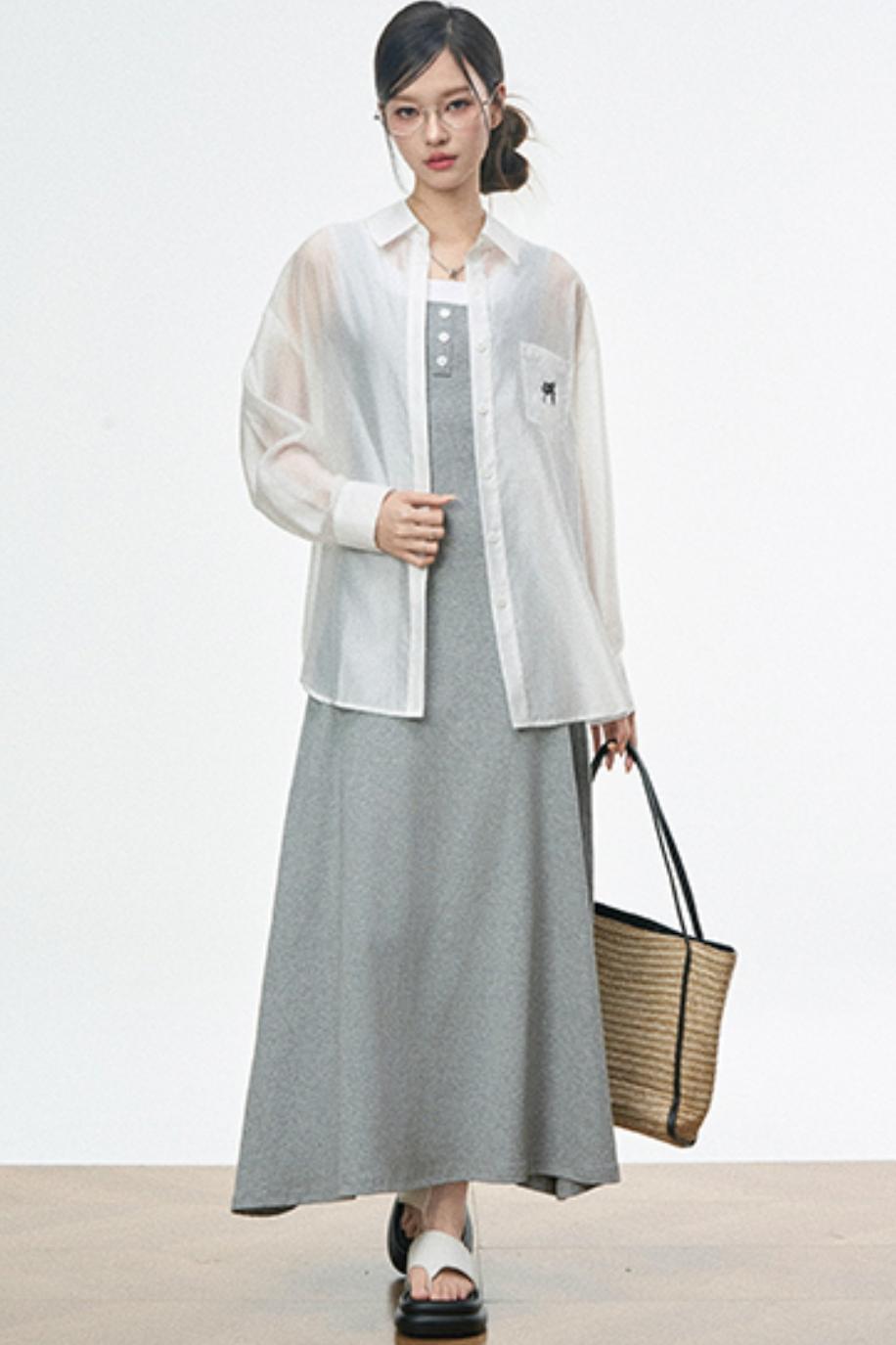 Summer Halter Maxi Dress With Shirt Set-Up