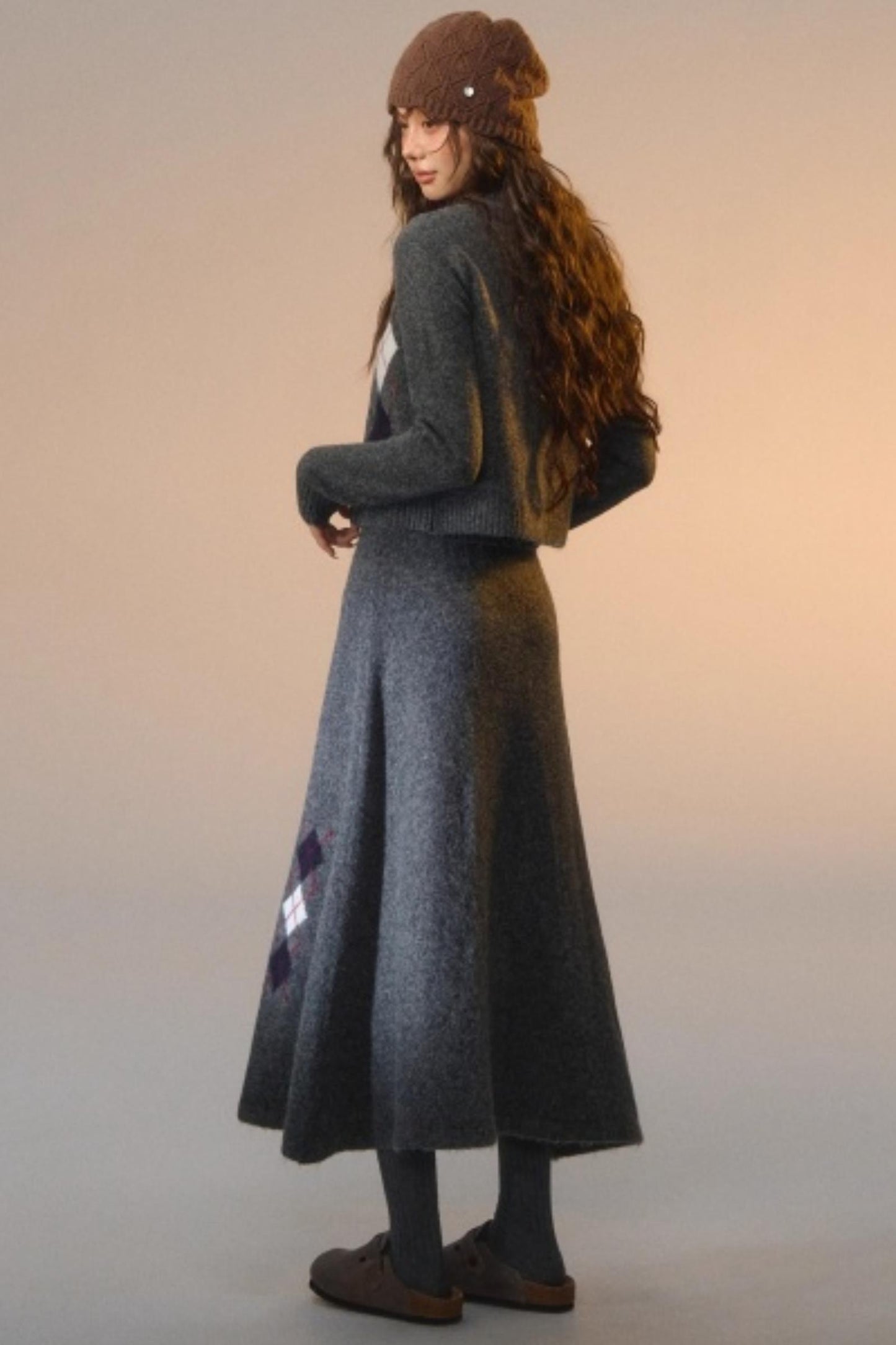 Floral Velvet Diamond Vest Skirt Set-Up