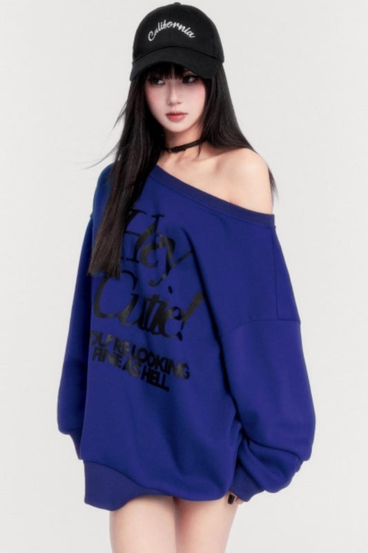Loose Fleece Long-Sleeved Sweatshirt